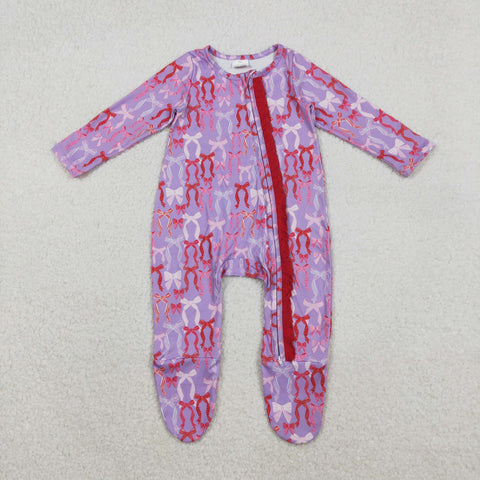 LR2610 Coquette Bows Purple Pink Baby Sleepers