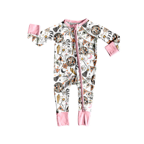 Preorder 09.26 LR2612 Happy New Year Pink Baby Sleepers