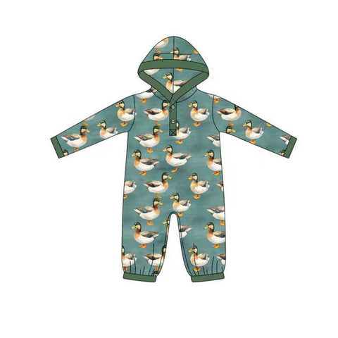 Preorder MOQ 5 Pcs LR2618 baby girls duck green romper