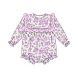 Preorder Samples LR2624 Flower Floral Purple Baby Bubble Romper