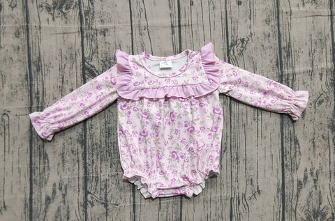 Preorder Samples LR2624 Flower Floral Purple Baby Bubble Romper