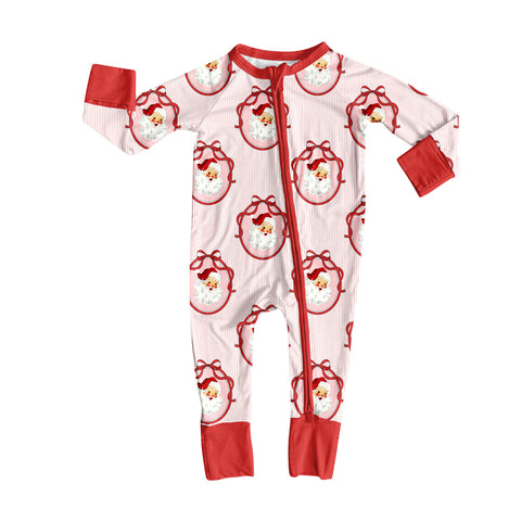 Preorder MOQ 5 Pcs LR2626 Christmas Santa Red Bows Baby Sleepers Romper