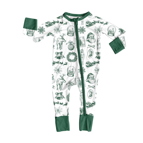 Preorder MOQ 5 Pcs LR2627 Christmas Santa Green Baby Sleepers Romper