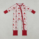 LR2633 Christmas Ballet Soldier Red Baby Footie Sleepers Romper