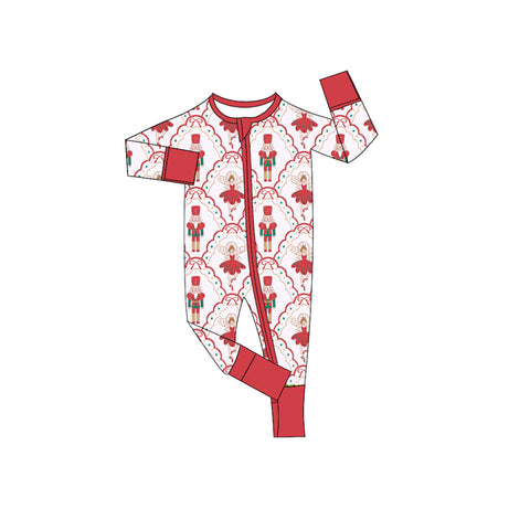 Preorder 09.24 LR2633 Christmas Ballet Soldier Red Baby Sleepers Romper
