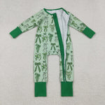 LR2654 Christmas Bows Green Baby Sleepers Romper