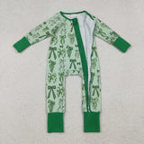 LR2654 Christmas Bows Green Baby Sleepers Romper