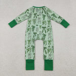 LR2654 Christmas Bows Green Baby Sleepers Romper