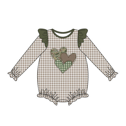 Preorder 10.01 MOQ 5 pcs LR2663 Hunting Camo Love Baby Girls Romper