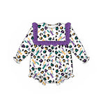 Preorder 10.01 MOQ 5 pcs LR2666 Mardi Gras Crawfish Leopard Baby Girls Romper