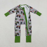 LR2669 Christmas Truck Green Baby Sleepers Romper