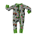 Preorder Samples LR2669 Christmas Truck Green Baby Sleepers Romper