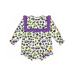 Preorder 10.01 MOQ 5 pcs LR2675 Mardi Gras Leopard Mask Baby Girls Romper