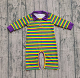 Preorder Samples LR2679 Mardi Gras Stripe Baby Boys Romper