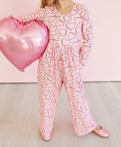 Preorder 10.03 MOQ 5 pcs LR2680 Valentine's Day Love Pie Pink Girl's Jumpsuit