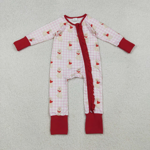 LR2681 Valentine's Day Dog Love Baby Sleepers Footie Romper