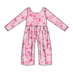 Preorder 10.03 MOQ 5 pcs LR2685 Leopard Bows Pink Girl's Jumpsuit