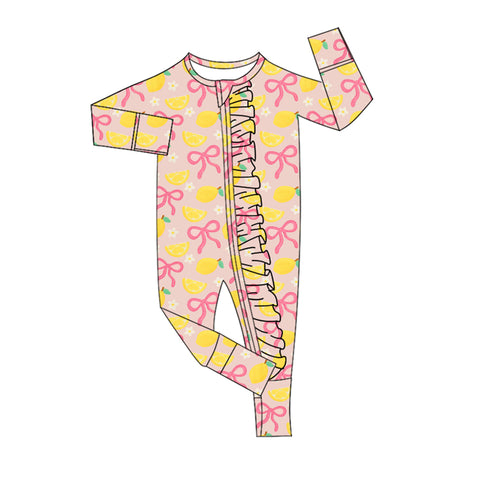 Preorder 10.06 MOQ 5 pcs LR2687 Lemon Bows Flower Baby Sleepers Romper