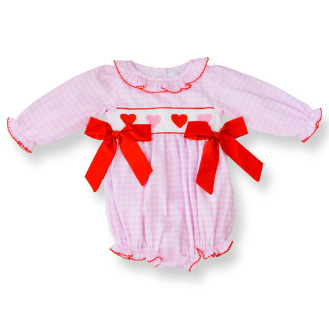 Preorder 10.06 MOQ 5 pcs LR2688 Valentine's Day Love Pink Plaid Baby Girls Romper