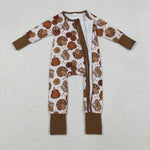 LR2690 Thanksgiving Turkey Pumpkin Pie Baby Footie Sleepers Romper
