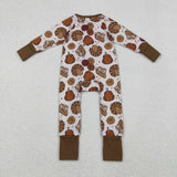 LR2690 Thanksgiving Turkey Pumpkin Pie Baby Footie Sleepers Romper