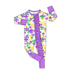 Preorder 10.08 MOQ 5 pcs LR2694 Mardi Gras Purple Baby Sleepers Romper