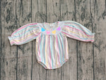 Preorder Samples LR2695 Embroidery Valentine's Day Love Colorful Stripe Baby Girls Romper