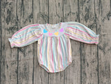 Preorder Samples LR2695 Embroidery Valentine's Day Love Colorful Stripe Baby Girls Romper