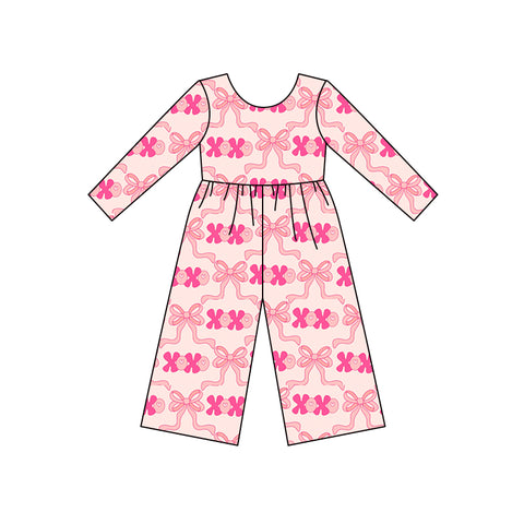 Preorder 10.09 MOQ 5 pcs LR2700 Valentine's Day XOXO Bows Pink Girl's Jumpsuit