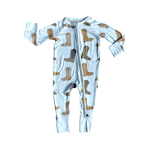 Preorder 10.10 MOQ 5 pcs LR2704 Western Boots Baby Sleepers Romper