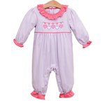 Preorder Samples LR2706 Embroidery Valentine's Day Love Pink Baby Girls Romper