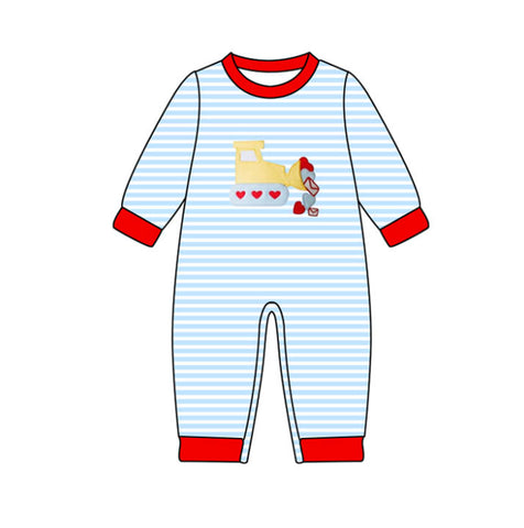 Preorder 10.13 MOQ 5 pcs LR2708 Valentine's Day Truck Love Baby Boys Romper