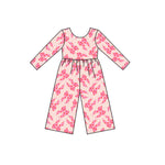 Preorder 10.14 MOQ 5 pcs LR2709 Valentine's Day Bows Love Girl's Jumpsuit