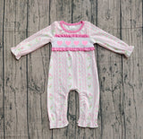 Preorder Samples LR2714 Embroidery Valentine's Day Flower Love Pink Baby Girls Romper