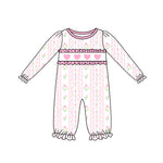 Preorder 10.14 MOQ 5 pcs LR2714 Valentine's Day Flower Love Pink Baby Girls Romper