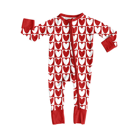 Preorder 10.14 MOQ 5 pcs LR2717 Valentine's Day Golf Cart Red Baby Sleepers Romper