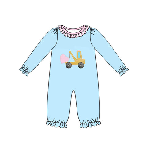 Preorder 10.14 MOQ 5 pcs LR2718 Valentine's Day Truck Car Love Baby Girls Romper