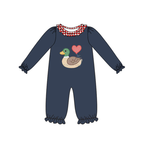 Preorder 10.14 MOQ 5 pcs LR2721 Mallard Ducks Love Baby Girls Romper