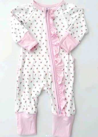 Preorder 10.14 MOQ 5 pcs LR2724 Strawberry Pink Baby Sleepers Romper