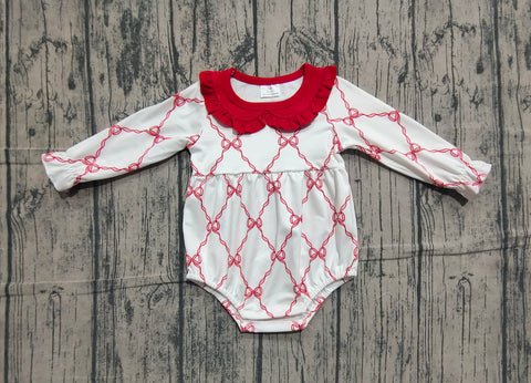 Preorder Samples LR2725 Bows Red Girls Bubble Romper