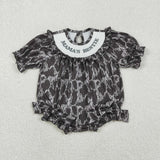 LR2727 MAMA'S BESTIE Camo Smocked Baby Girls Bubble Romper