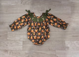 Preorder Samples LR2728 Embroidery Hunting Elk Army Green Baby Girls Romper