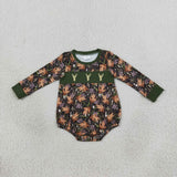 LR2729 Embroidery Hunting Elk Army Green Baby Boys Romper