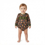 LR2729 Embroidery Hunting Elk Army Green Baby Boys Romper