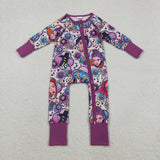 LR2732 Cartoon Hot Pink Baby Sleepers Footie Romper