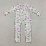 LR2735 Mardi Gras Bows Baby Sleepers Footie Romper