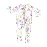 Preorder 10.15 MOQ 5 pcs LR2735 Mardi Gras Bows Baby Sleepers Romper