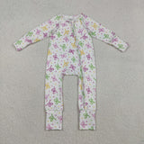 LR2735 Mardi Gras Bows Baby Sleepers Footie Romper