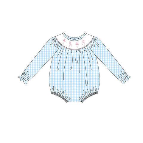 Preorder 10.17 MOQ 5 pcs LR2741 Ballet Girl Pink Sky Blue Girls Bubble Romper