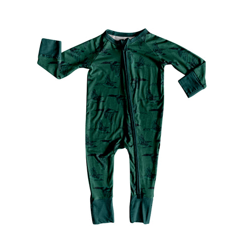 Preorder 10.20 MOQ 5 pcs LR2745 Mardi Gras Green Baby Sleepers Romper